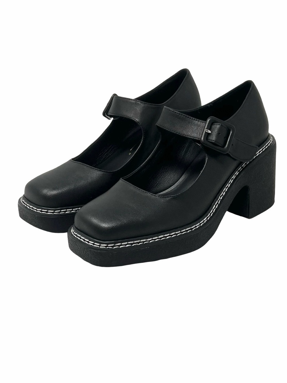 Intentionally Blank Categorial Platform Mary Janes Size 6 Black Leather NEW